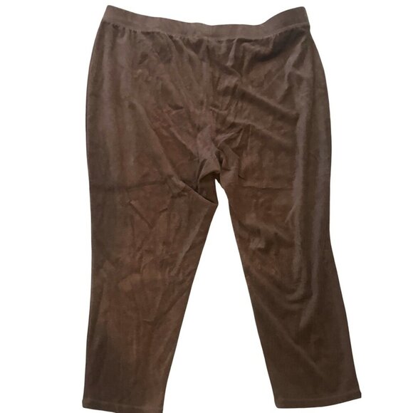 Catherines Brown Velour Pants Fine Cord Soft Stretch 2XP Cozy Soft Lounge Office - Picture 1 of 6